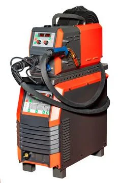 Powerful welding machine ready for precision tasks in an industrial worksho.. Stock Photos
