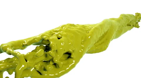 Powerful whirling yellow liquid flow. Colored paint Stock Footage