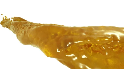 Powerful whirling yellow liquid stream. syrup Stock Footage