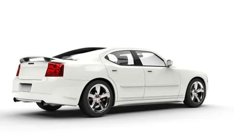 Powerful White Car Tail View Stock Illustration