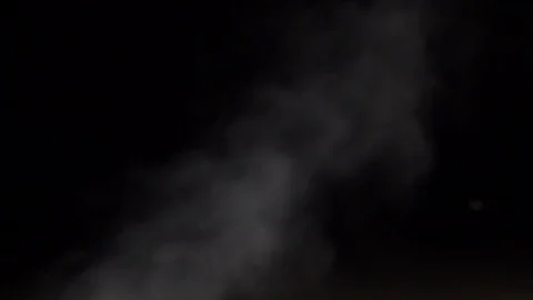 Powerful white Steam, smoke flowing out on dark background in slow motion Stock Footage 109867437