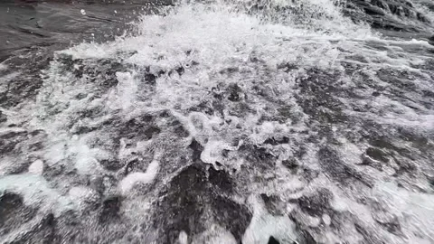 Powerful white water foam and splashing bubbles from natural waterfall Stock Footage 337313859