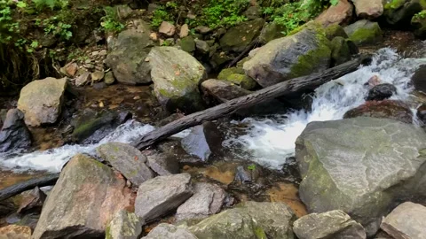 Powerful White Water Gushes Downstream At Amicalola Falls In Georgia Stock Footage 138949039