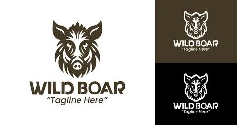 Powerful Wild Boar Head Logo for Masculine and Tactical Brands Ilustração Stock
