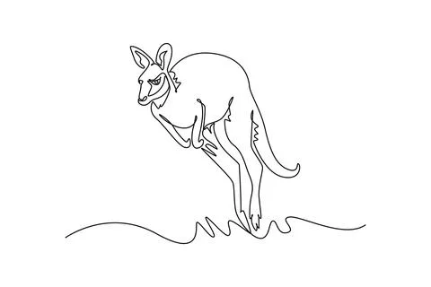 Powerful wild kangaroo soaring mid-air over savanna grass Stockillustratie