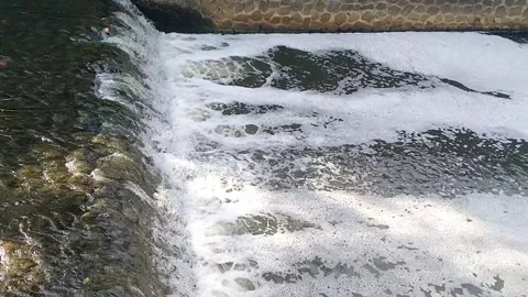 Powerful Wild River Stream Crashing Over Rocks Creating Foam Stock Footage 339377511