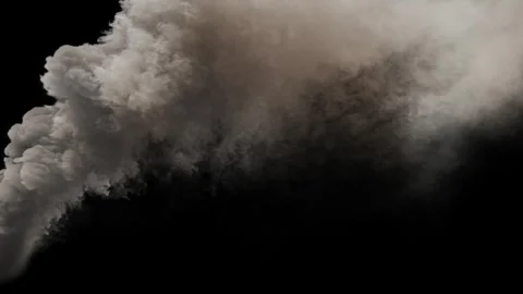 A powerful wind blows away a stream of smoke. Swirls of smoke. Stock Footage 276487036