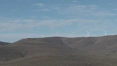 Powerful Wind Turbines in Motion Stock Footage 342609746