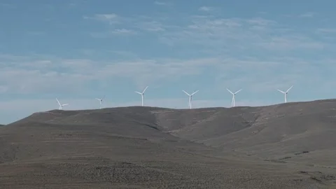 Powerful Wind Turbines in Motion Stock Footage 342610236