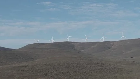 Powerful Wind Turbines in Motion Stock Footage 342611447