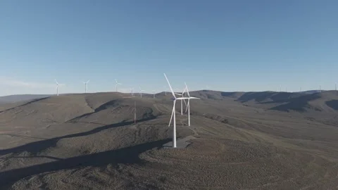 Powerful Wind Turbines in Motion Stock Footage 342612463