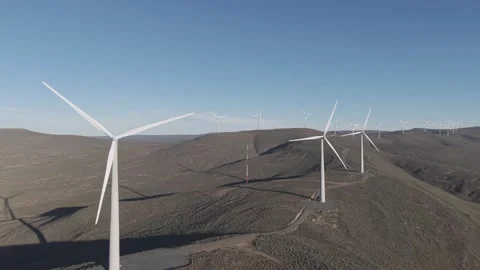 Powerful Wind Turbines in Motion Stock Footage 342613006