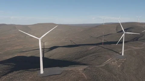Powerful Wind Turbines in Motion Stock Footage 342613464
