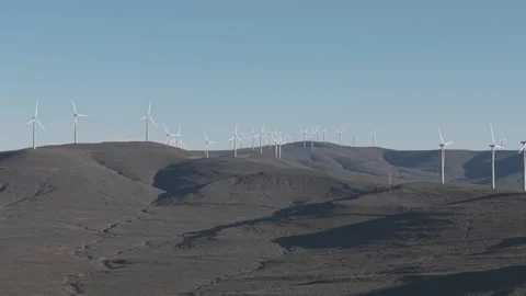 Powerful Wind Turbines in Motion Stock Footage 342614444