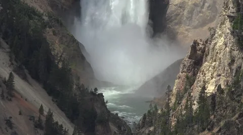 Powerful Yellowstone River Upper Falls close HD Stock Footage 59516860
