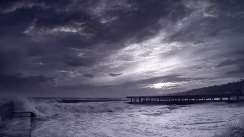 Powerfull Surf at sunset Video stock 132062711