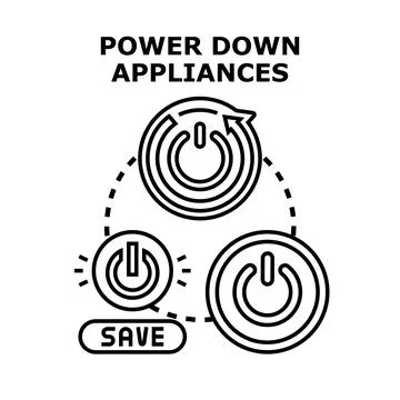 Powering down appliances for energy saving concept Illustrazione stock