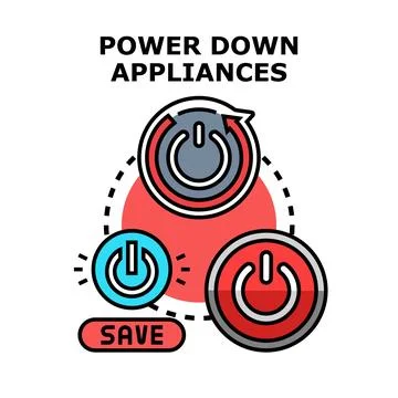 Powering down appliances for energy saving concept Stock Illustration