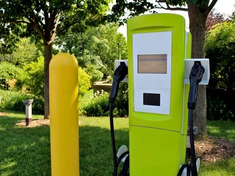 Powering a Greener Tomorrow: EV Charging in Harmony with Nature Stock Photos