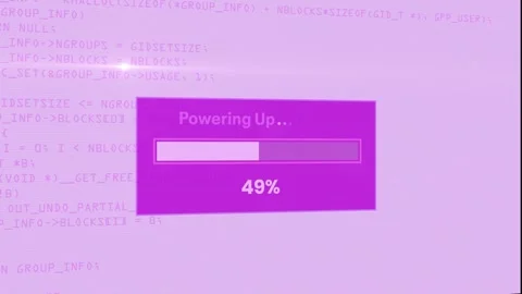 Powering up machine learning model with percentage loading box animation Stockbeeldmateriaal 343845333