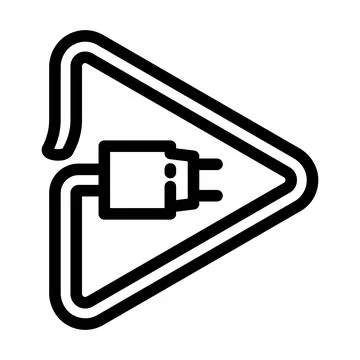 Powering play button icon with connector cable Stock Illustration