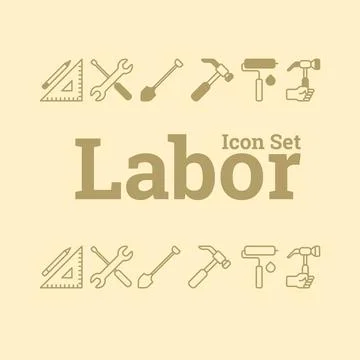 Powering the Workforce: Labor Icon Set Stock Illustration