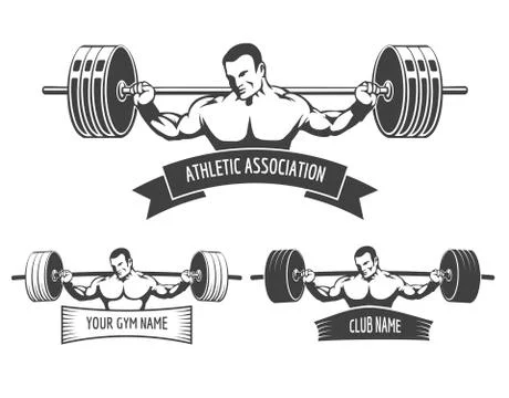 Powerlifting Athletic Logo Set Stock Illustration