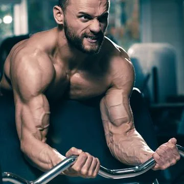 Powerlifting exercise in gym Stock Photos