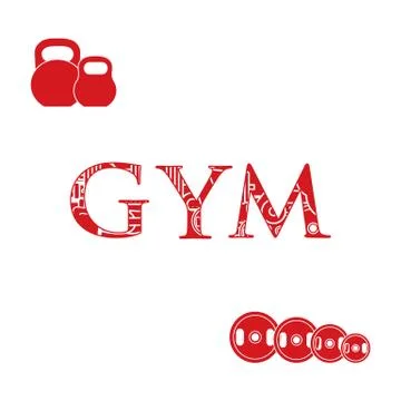 Powerlifting gym workout elements. イラスト素材