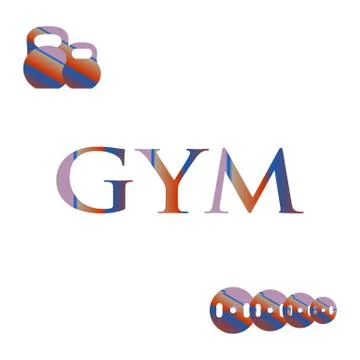 Powerlifting gym workout elements. Stock Illustration