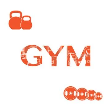Powerlifting gym workout elements. イラスト素材