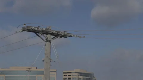 Powerline and Cloudy Sky Stock Footage 46695862
