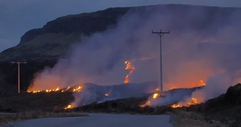 Powerline and fire Video stock 108692499