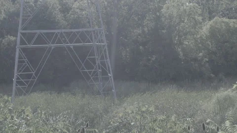 Powerline in field in the Midwest Video stock 274224141