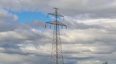 Powerline hyperlapse Stock-Footage 68647304