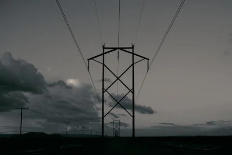 Powerline Infinity B&amp;W 스톡 사진