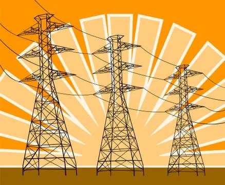 Powerline pylons Stock Illustration