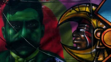 Powerline Shadow over Graffiti 2 Stock Footage 85823394