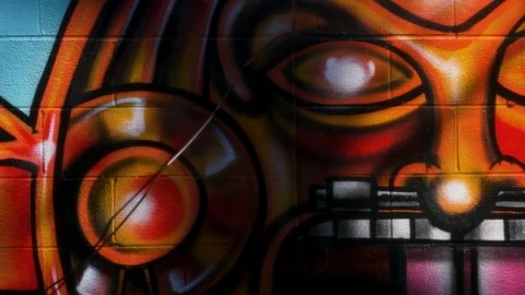 Powerline Shadow over Graffiti 3 Stock Footage 85823420