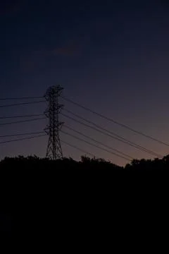 Powerline at Sunset Stock Photos