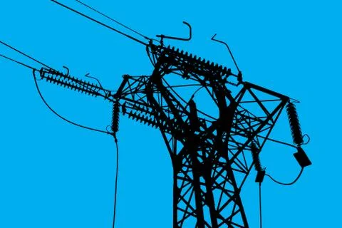 Powerline terminal tower Stock Illustration