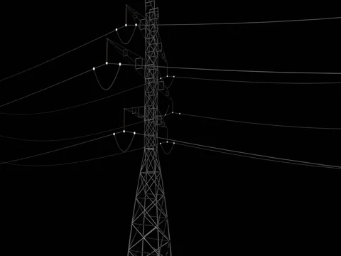 Powerlines 3D Animation Stock Footage 71493854