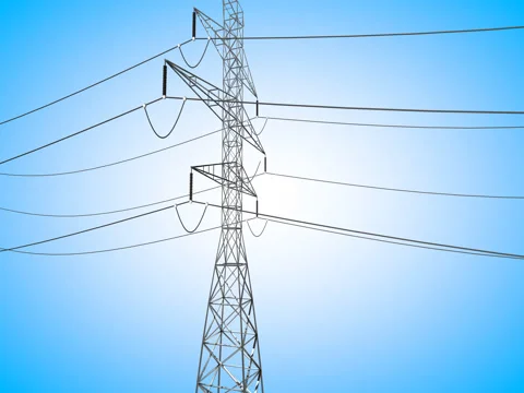 Powerlines 3D Animation Stock Footage 71494774