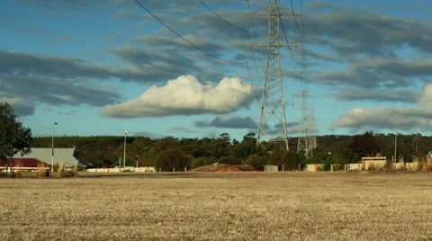 Powerlines and an epic storm Timelapse Video stock 58756471