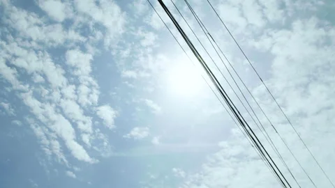 Powerlines Blue sky Stock Footage 277423540