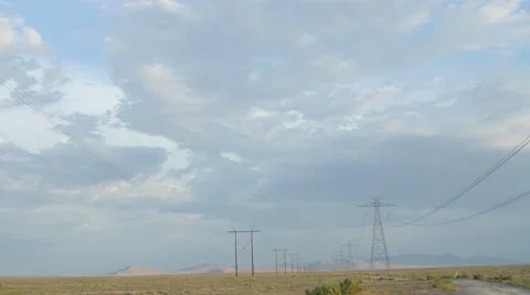 Powerlines low panning shot Video stock 53284859