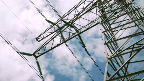 Powerlines pylon [pan] [left to right] Stock Footage 131966115