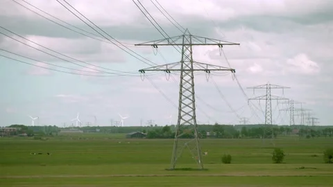 Powerlines pylon [wide] Stock Footage 131966085