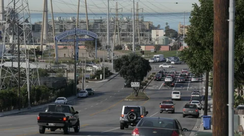 Powerlines in Redondo Beach  Stock Footage 61022232