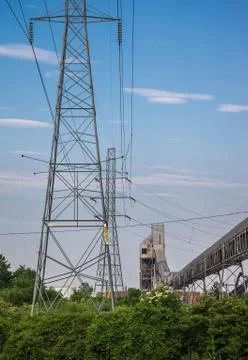 Powerlines structure Stock Photos